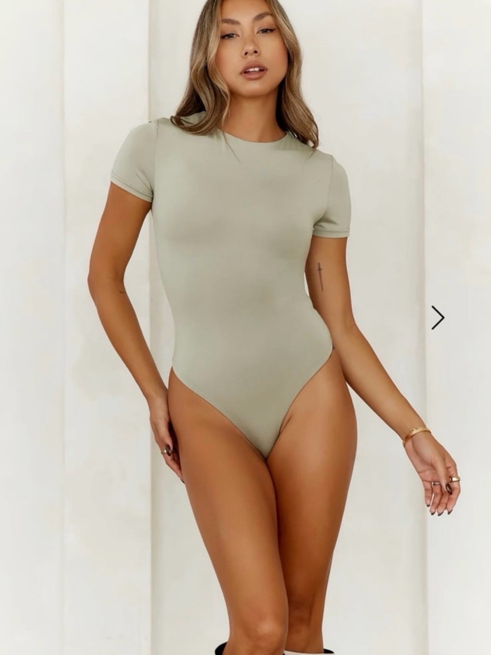 Hello Molly Women's Stretch Short-Sleeve Bodysuit in Sage